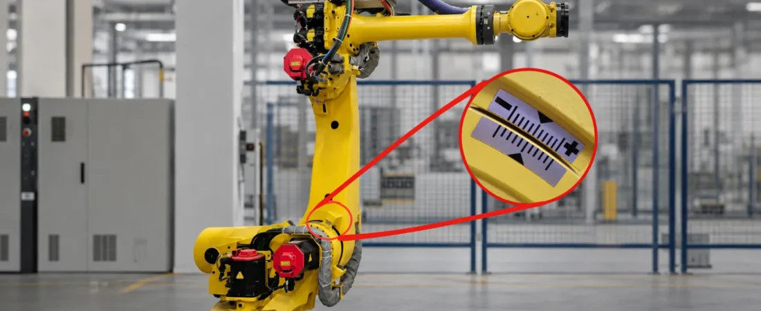 Endüstriyel robotlarda Mastering işlemini temsil eden robot kalibrasyon görseli