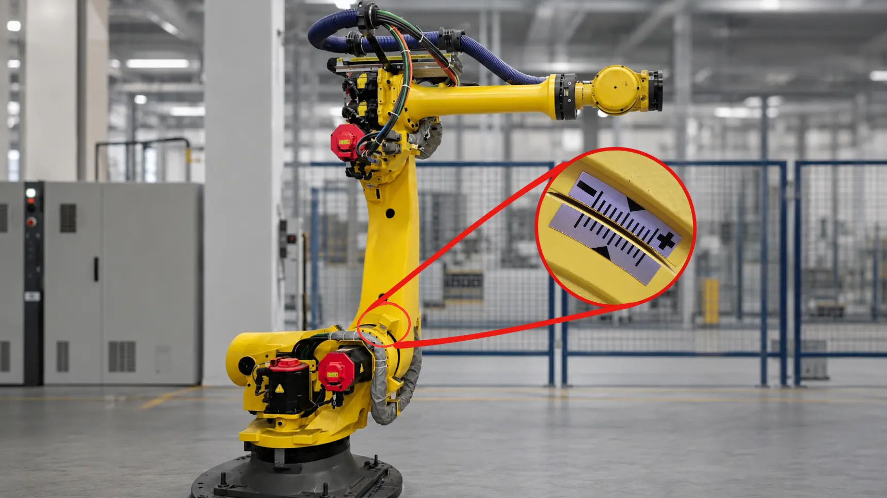 Endüstriyel robotlarda Mastering işlemini temsil eden robot kalibrasyon görseli