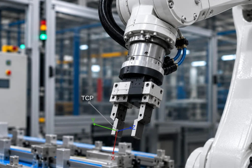 Tool Center Point (TCP) gösterimi ve robot programlamasında takım merkez noktası