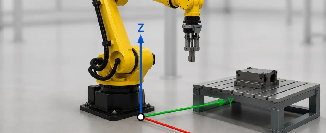 Endüstriyel robotlarda World Frame koordinat sistemini gösteren görsel