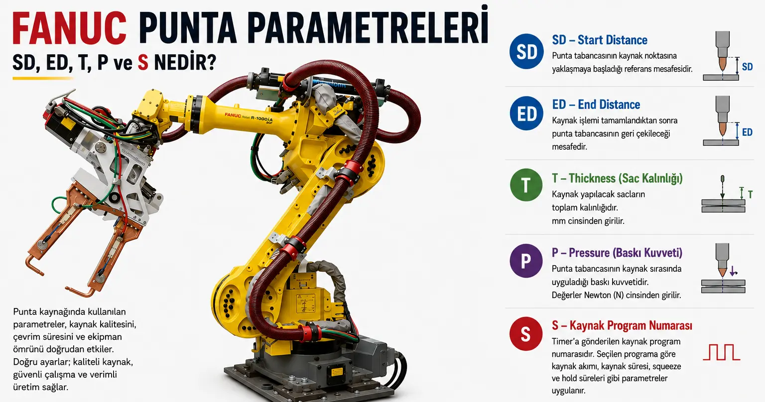 FANUC robotlarda SPOT parametreleri SD ED T S P ve Schedule