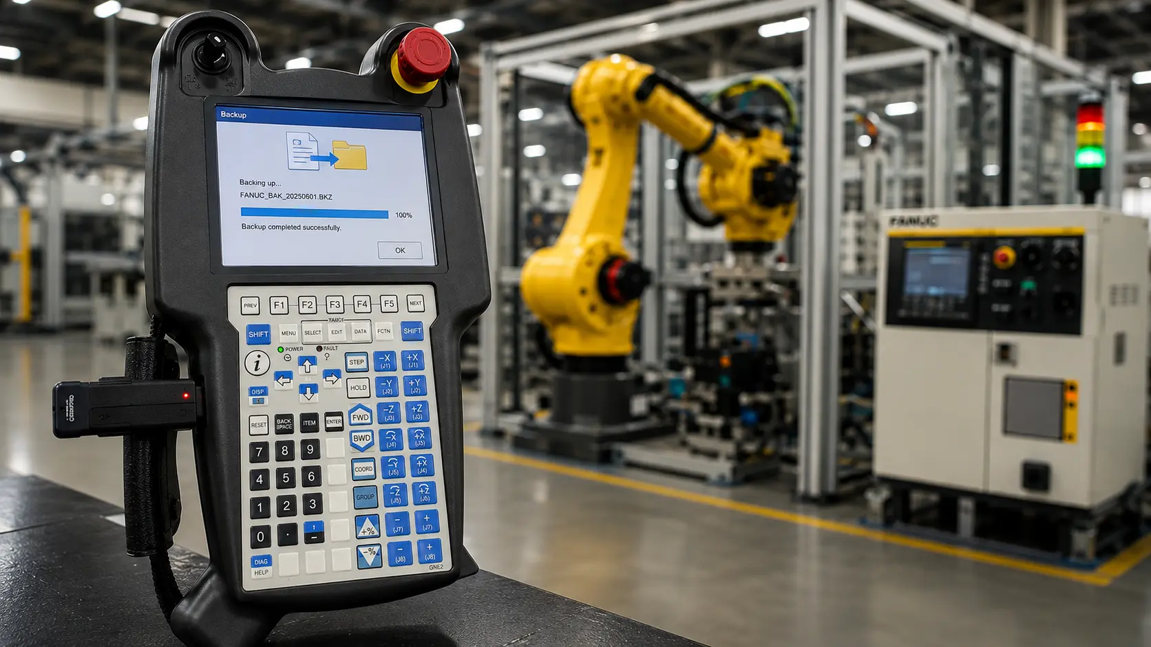 FANUC robotlarda backup alma işlemi sırasında Teach Pendant üzerinden AOA ve ASCII yedekleme